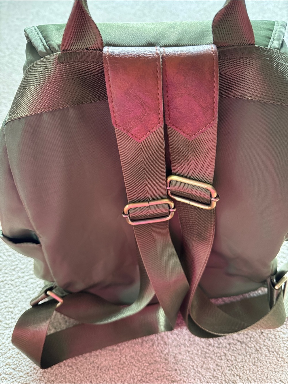 Green Nylon Drawstring Backpack - Picture 12 of 16